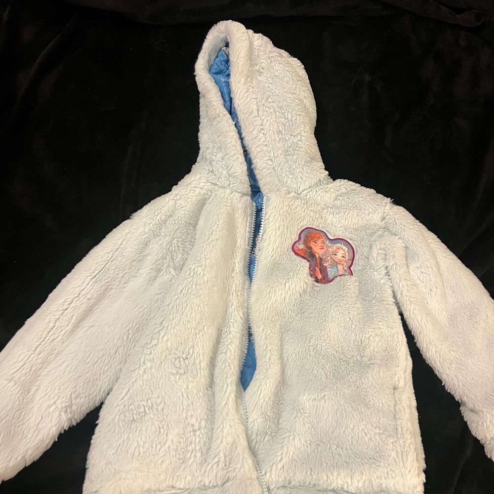 Fluffy reversible Disney Frozen coat size 5 girls